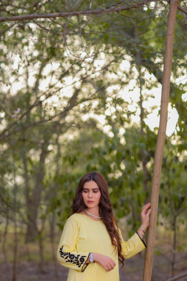 Yellow 2-Piece Embroidered Lawn Suit - Image 3