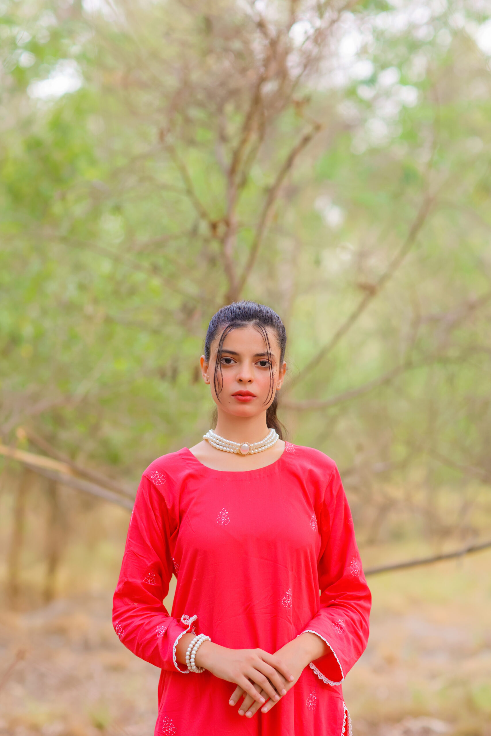 Red Embroidered 2-Piece Lawn Suit