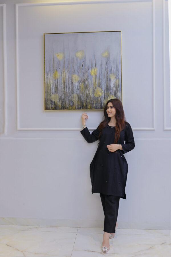 Black Stitched 2-Piece with Subtle Embroidery - Image 4