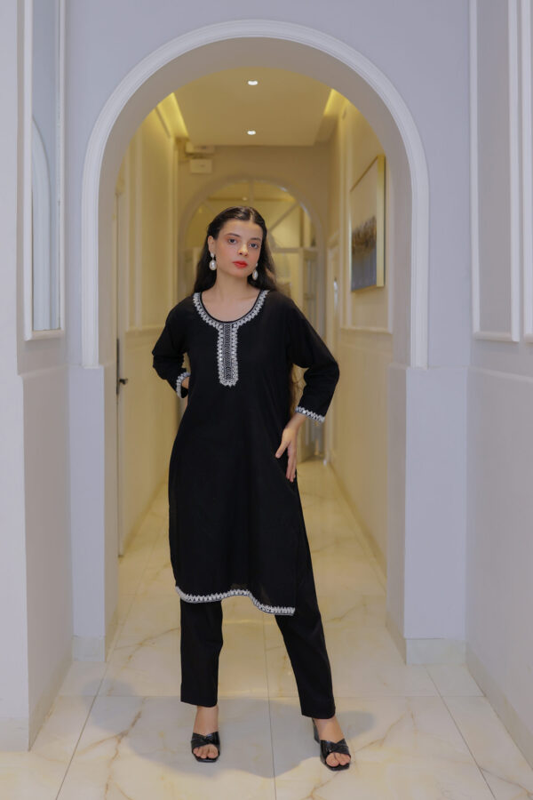 Elegant Black & White Embroidered 2-Piece - Image 3